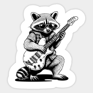 Racoon Playing Electric Guitar Sticker